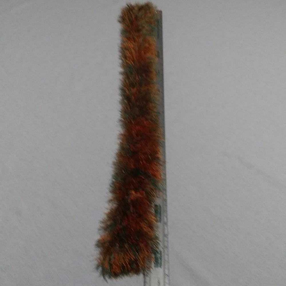 Handmade Scarf. Funfur. Orange & green. 36"x4"